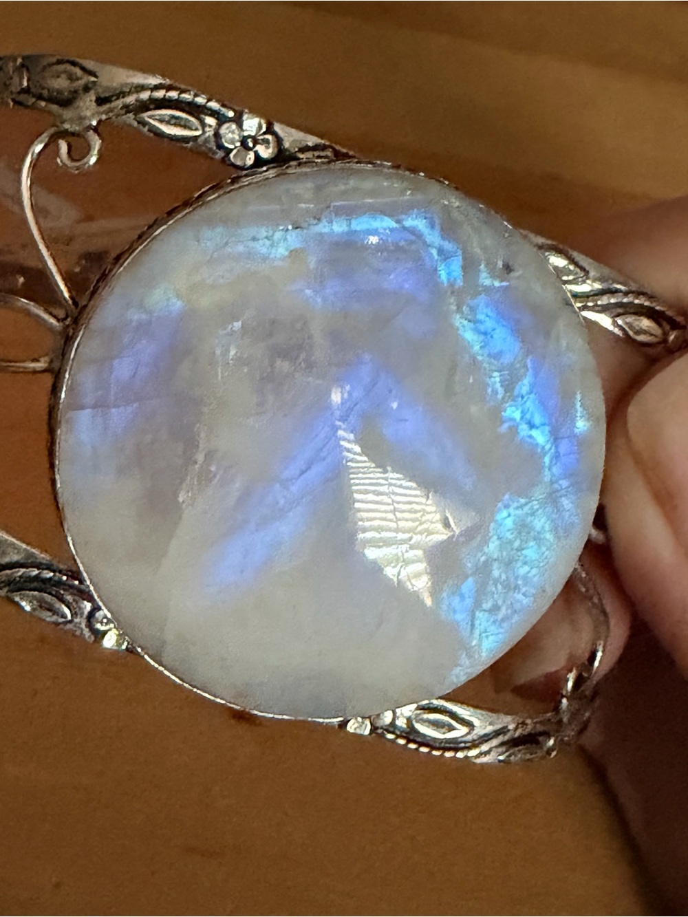 Outstanding XXL Rainbow Moonstone Statement Bracelet - 925 Plated/Stamped